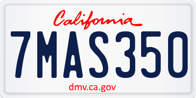 CA license plate 7MAS350