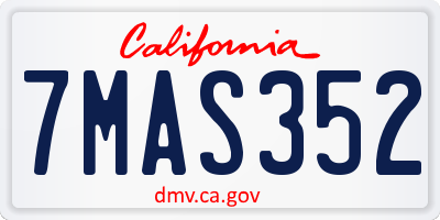 CA license plate 7MAS352