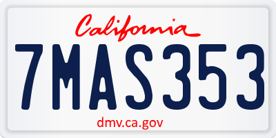 CA license plate 7MAS353