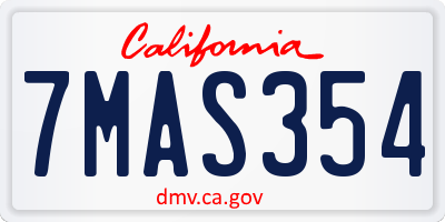 CA license plate 7MAS354