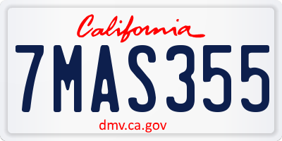 CA license plate 7MAS355