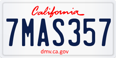 CA license plate 7MAS357