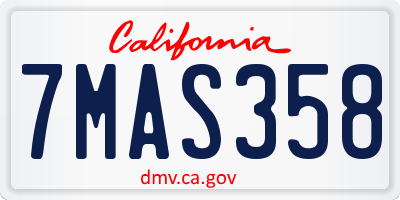 CA license plate 7MAS358