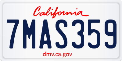 CA license plate 7MAS359