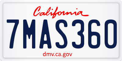 CA license plate 7MAS360