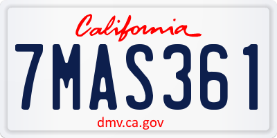 CA license plate 7MAS361