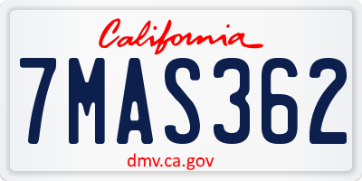 CA license plate 7MAS362