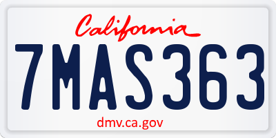 CA license plate 7MAS363