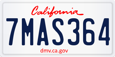 CA license plate 7MAS364