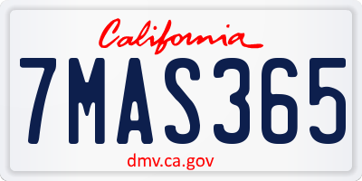 CA license plate 7MAS365