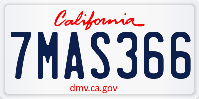 CA license plate 7MAS366