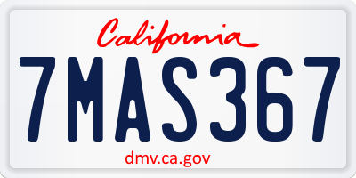 CA license plate 7MAS367