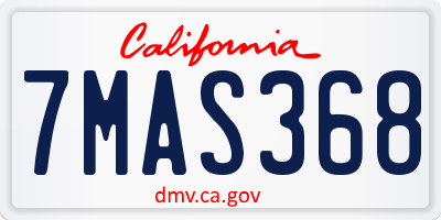 CA license plate 7MAS368