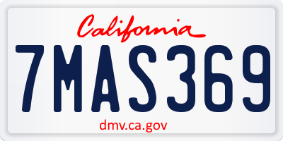 CA license plate 7MAS369