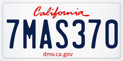 CA license plate 7MAS370