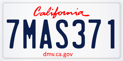 CA license plate 7MAS371