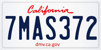 CA license plate 7MAS372