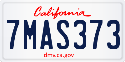 CA license plate 7MAS373