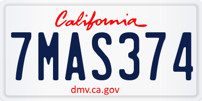 CA license plate 7MAS374