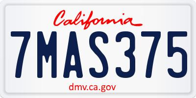 CA license plate 7MAS375