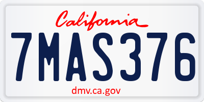 CA license plate 7MAS376