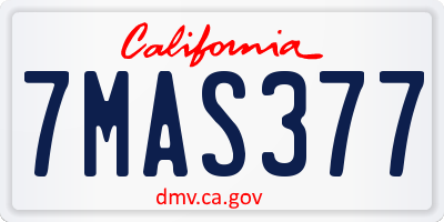 CA license plate 7MAS377