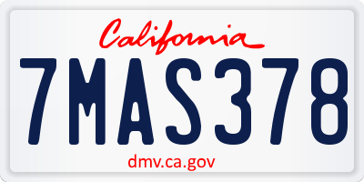 CA license plate 7MAS378