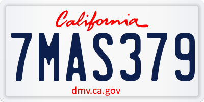 CA license plate 7MAS379