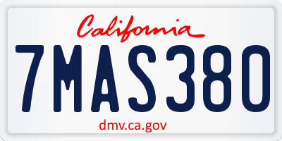 CA license plate 7MAS380