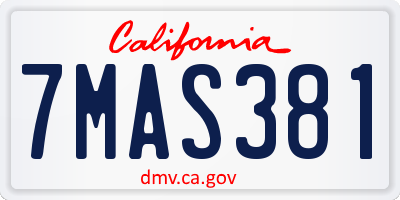 CA license plate 7MAS381