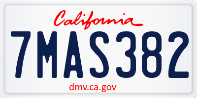 CA license plate 7MAS382