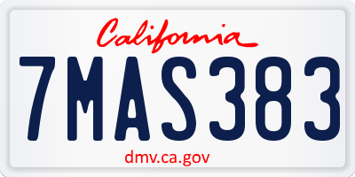 CA license plate 7MAS383