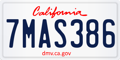 CA license plate 7MAS386