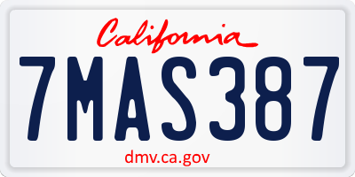 CA license plate 7MAS387