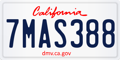 CA license plate 7MAS388