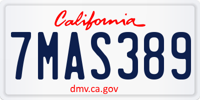 CA license plate 7MAS389