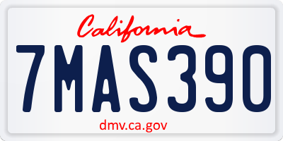 CA license plate 7MAS390