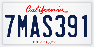 CA license plate 7MAS391