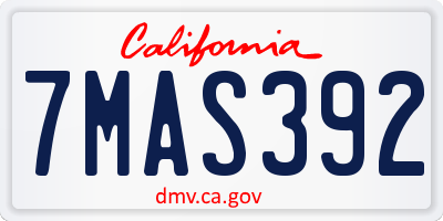 CA license plate 7MAS392