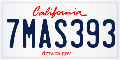 CA license plate 7MAS393