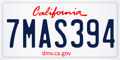 CA license plate 7MAS394