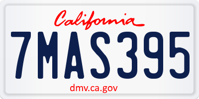 CA license plate 7MAS395