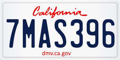 CA license plate 7MAS396