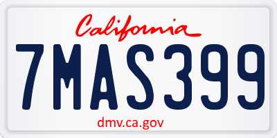 CA license plate 7MAS399