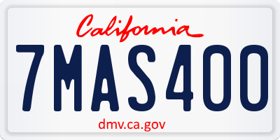 CA license plate 7MAS400