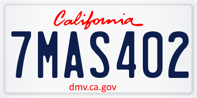 CA license plate 7MAS402