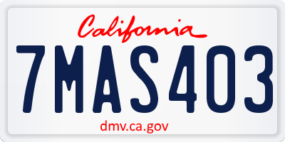 CA license plate 7MAS403