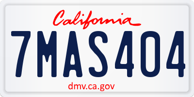 CA license plate 7MAS404