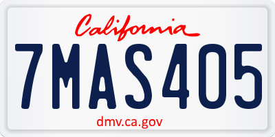 CA license plate 7MAS405