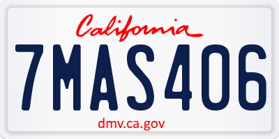 CA license plate 7MAS406
